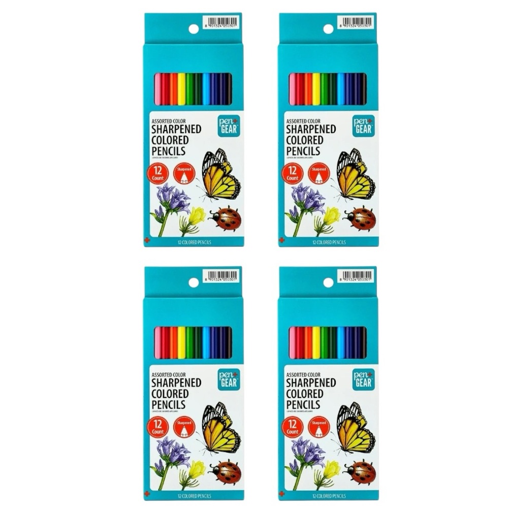 4 Pack Pen+Gear 12 Count Assorted Colors Sharpened Colored Pencils NWT